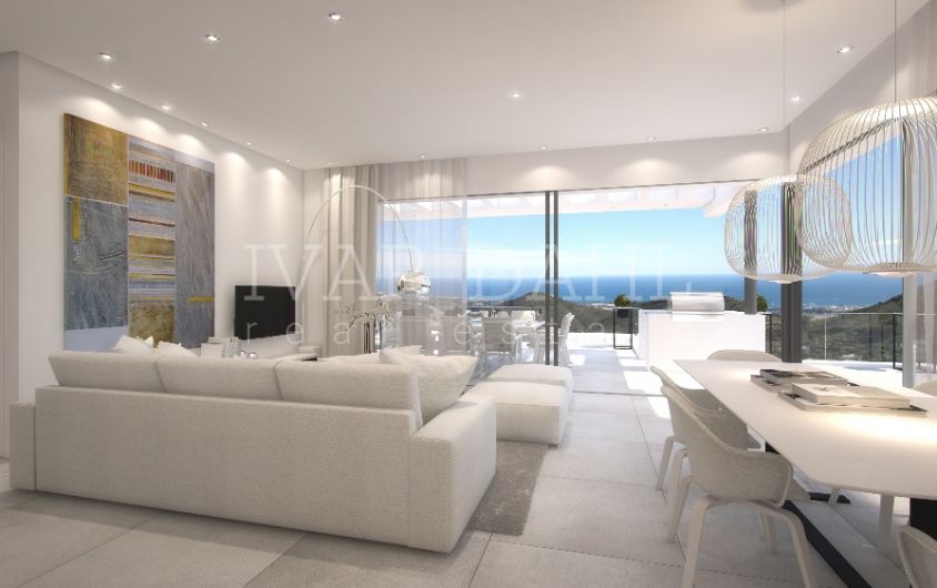Nya moderna lägenheter och takvåningar med panoramautsikt över havet, endast 10min från Marbella.