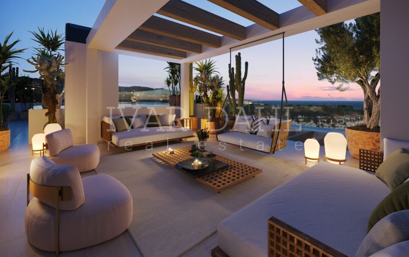 Ny konstruktion. 3 sovrum lägenhet takteras och egen pool i Marbella, Golden Mile