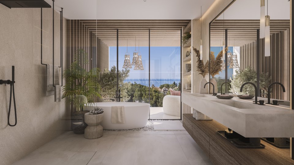 Marbella Golden Mile, Cascada de Camojan, villa de lujo con vistas panorámicas al mar