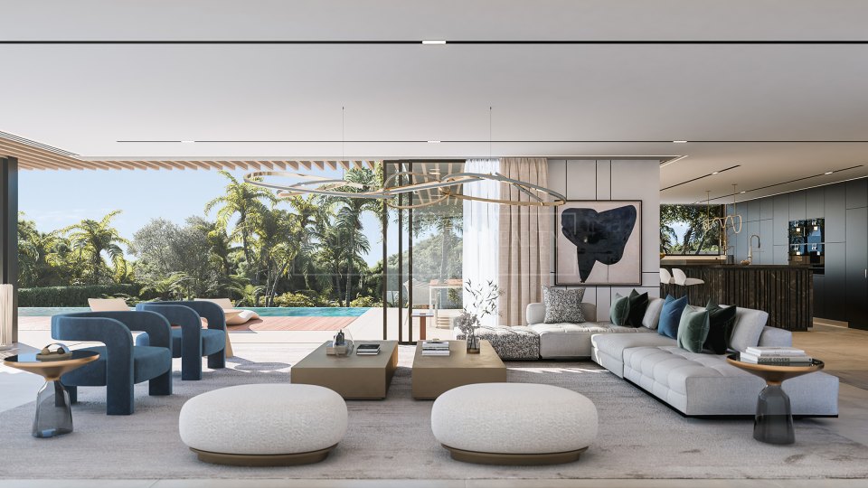 Marbella Golden Mile, Cascada de Camojan, villa de lujo con vistas panorámicas al mar