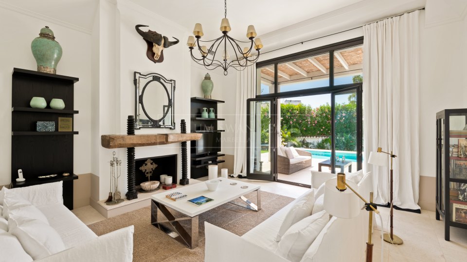 Marbella Golden Mile, Villa de lujo en alquiler en Marbella Club con un encanto tradicional Marbellí