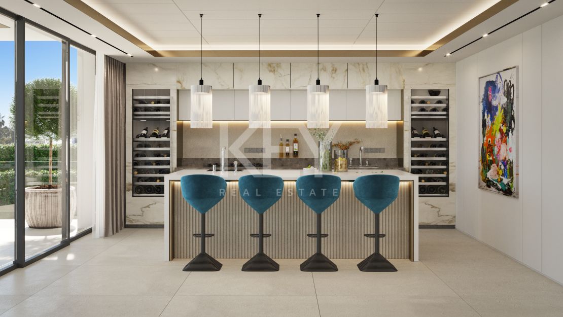 Ultra modernas villas con frontales vistas al golf en Los Flamingos Golf, Benahavís