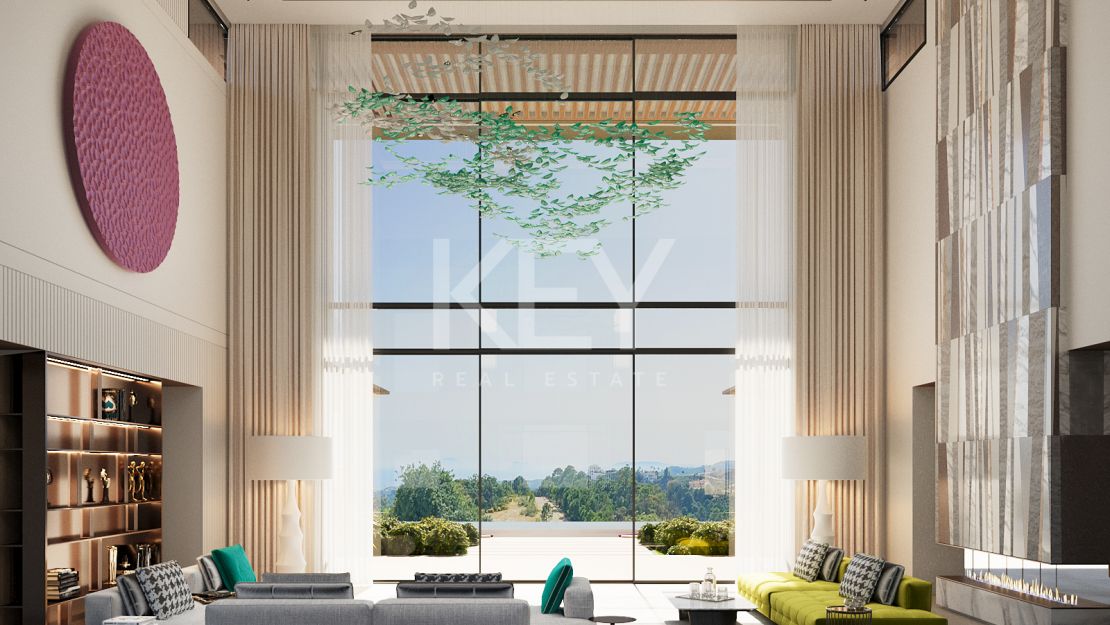 Lujosa villa moderna en Los Flamingos, Benahavis con vistas al campo de golf y retiro de spa