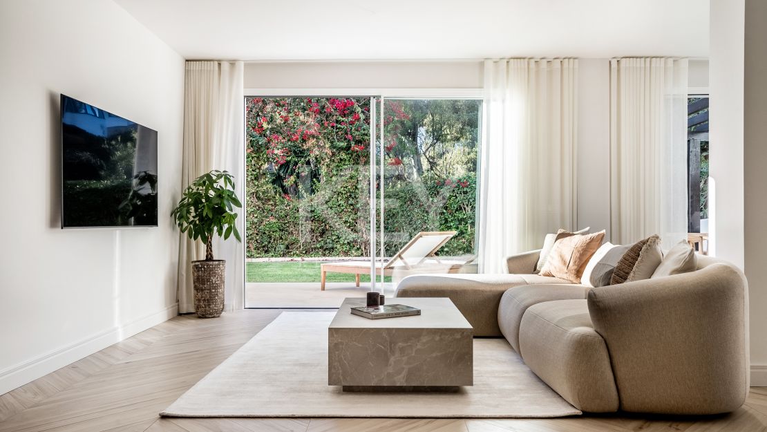 Unique ground floor apartment for sale on the iconic Golden Mile, Marbella
