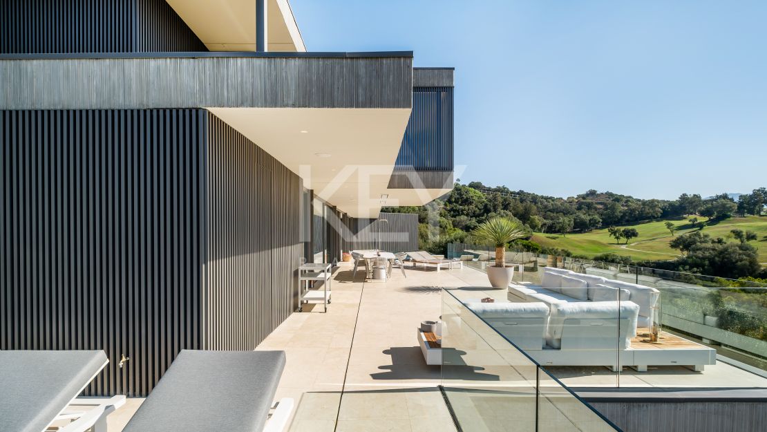 Modern villa with outstanding panoramic sea and mountain views for sale in Marbella Club Golf Resort, Benahavis