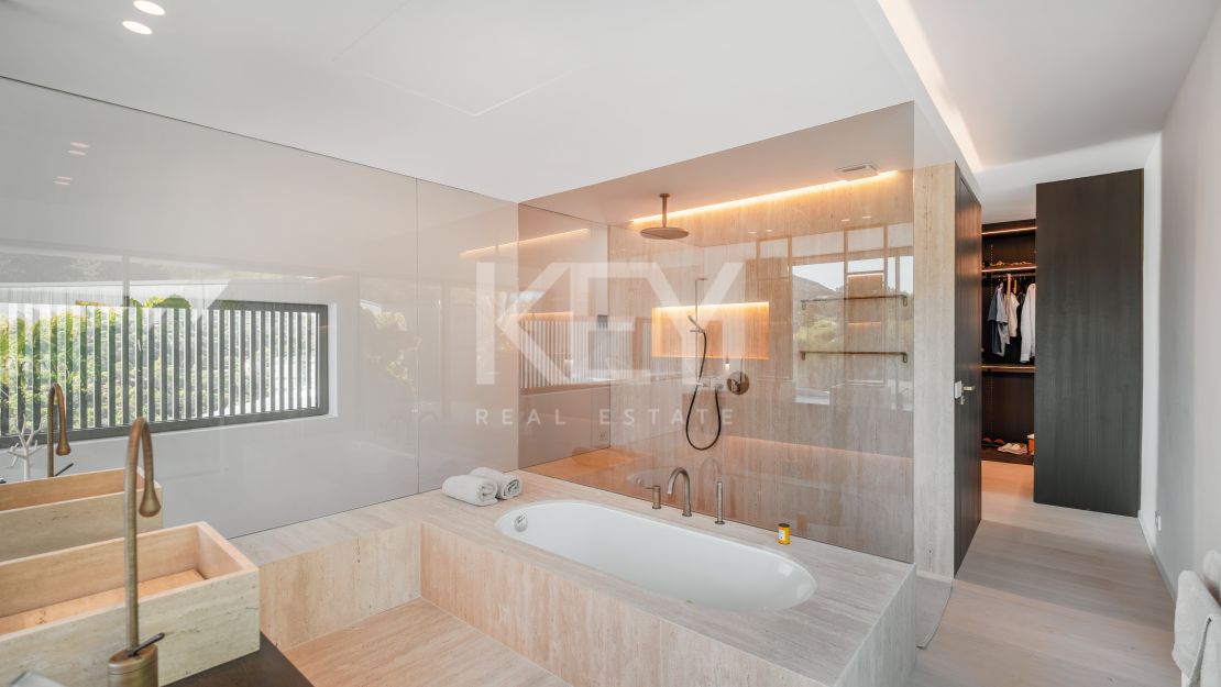Modern villa with outstanding panoramic sea and mountain views for sale in Marbella Club Golf Resort, Benahavis
