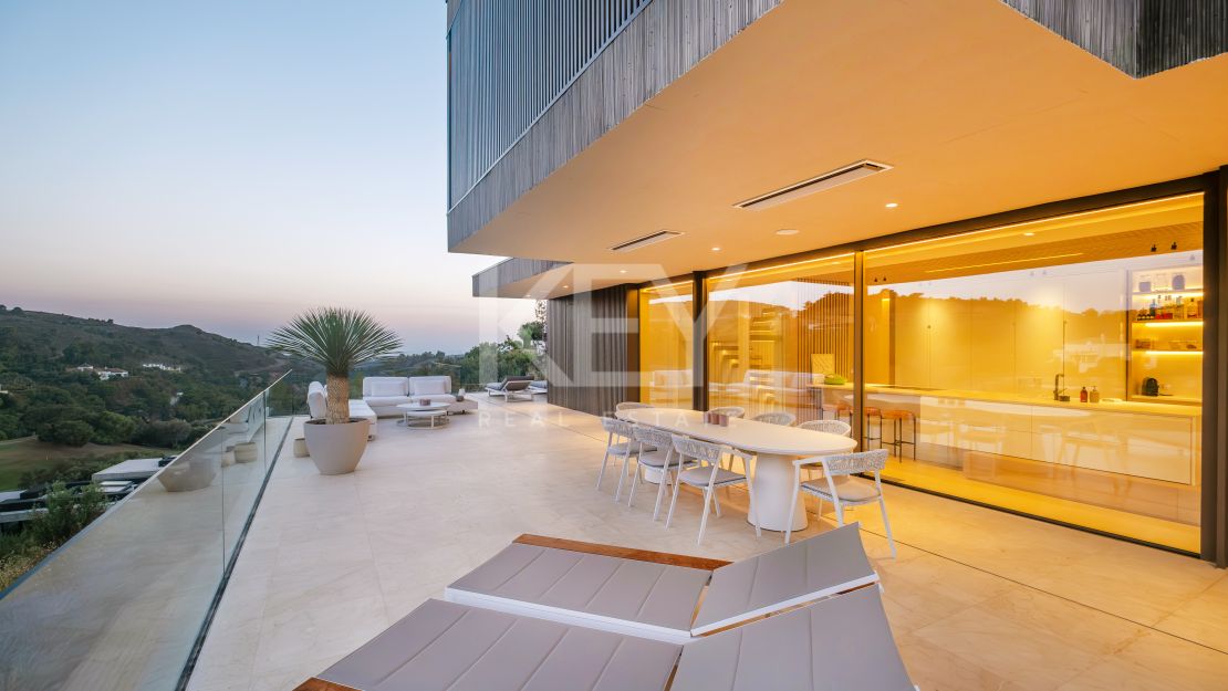 Modern villa with outstanding panoramic sea and mountain views for sale in Marbella Club Golf Resort, Benahavis