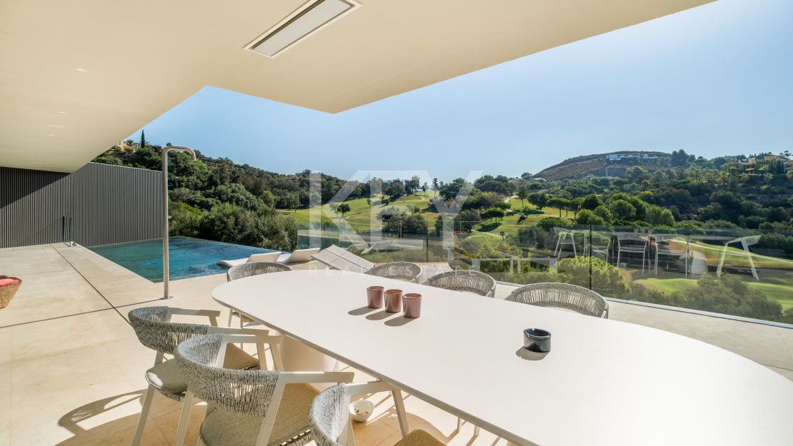 Modern villa with outstanding panoramic sea and mountain views for sale in Marbella Club Golf Resort, Benahavis