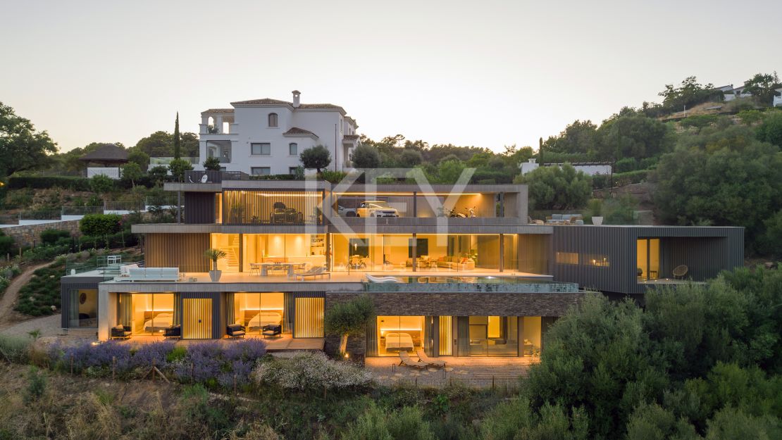 Modern villa with outstanding panoramic sea and mountain views for sale in Marbella Club Golf Resort, Benahavis