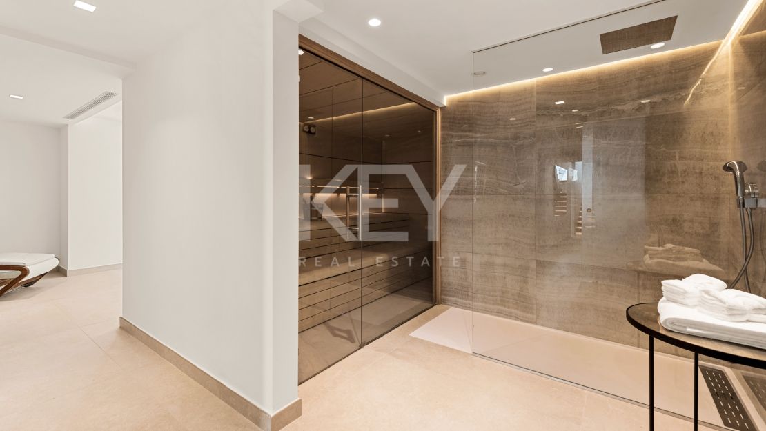 Exquisite brand new villa with panoramic sea and golf views for sale in Los Flamingos, Benahavis