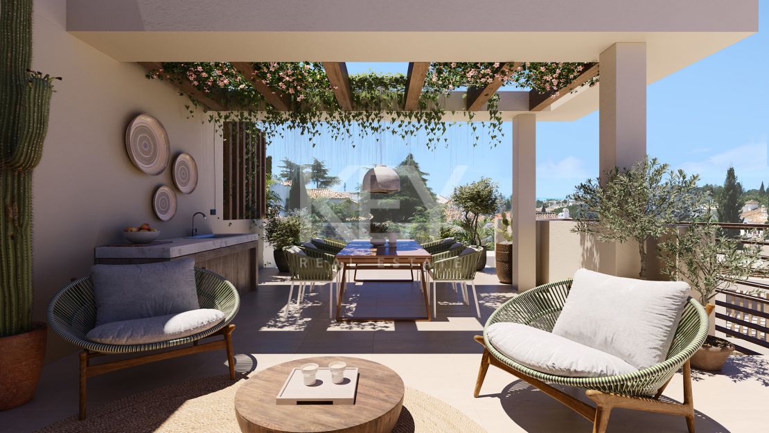 Los lujosos apartamentos en una comunidad cerrada en venta en una ubicación privilegiada en la Milla de Oro, Marbella