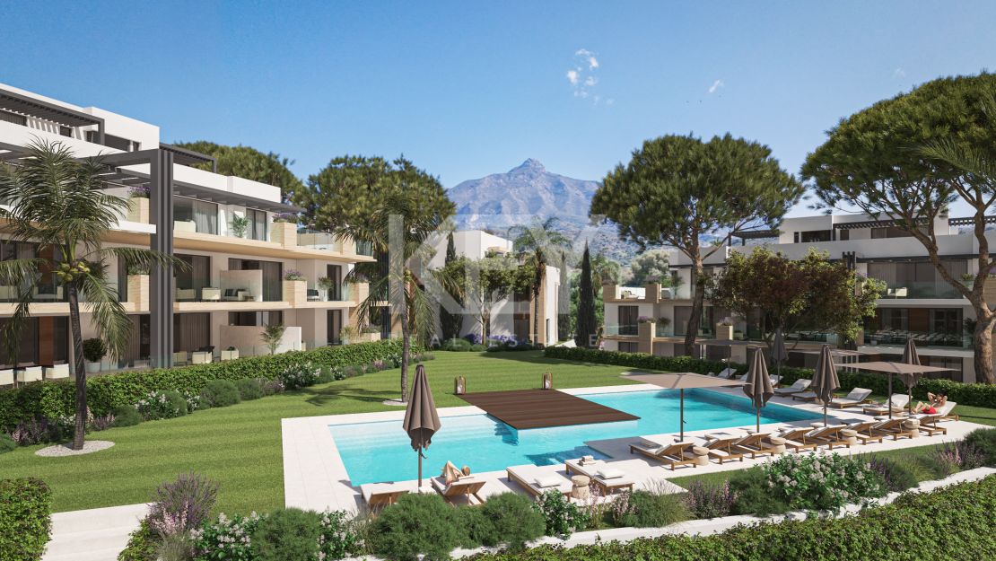 Apartamento en planta baja en esquina con jardín privado en exclusiva comunidad cerrada en Aloha, Nueva Andalucía