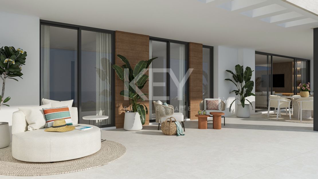 Apartamento en planta baja en esquina con jardín privado en exclusiva comunidad cerrada en Aloha, Nueva Andalucía