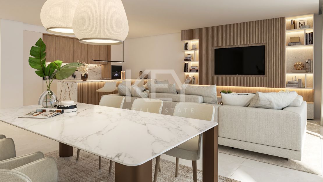 Ático dúplex de lujo con vistas al mar y a la montaña en una comunidad cerrada cerca de la Milla de Oro de Marbella