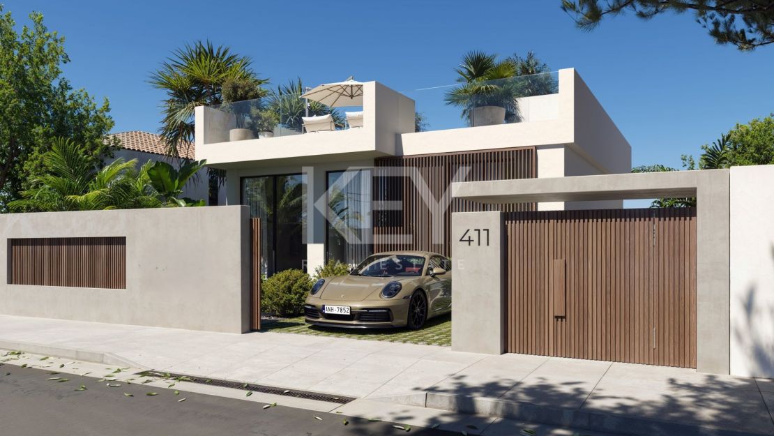 Villa moderna con vistas panorámicas y jacuzzi en la azotea en Nueva Andalucía