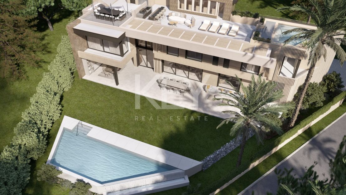 Newly built modern villa with rooftop sea view just steps from the beach in Los Monteros, Marbella East