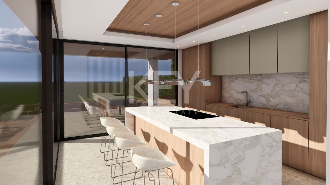 Villa contemporánea a medida: un proyecto de lujo personalizable con vistas panorámicas al mar y al golf en Los Flamingos, Benahavís