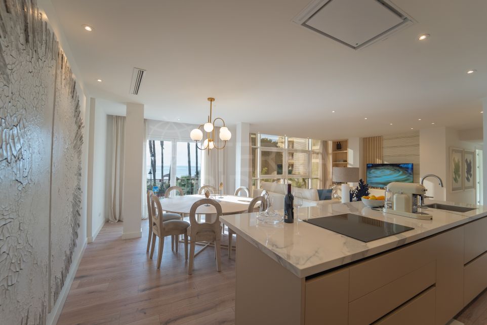 Extensively renovated beachfront apartment with postcard-perfect views for sale in Estepona Centre