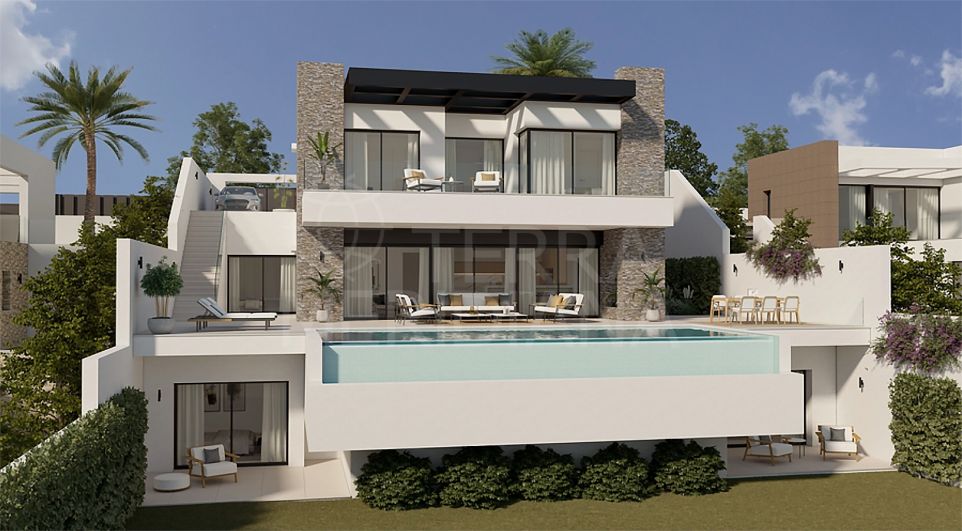 Brand new light-drenched contemporary villa with gorgeous views for sale in La Paloma, Manilva