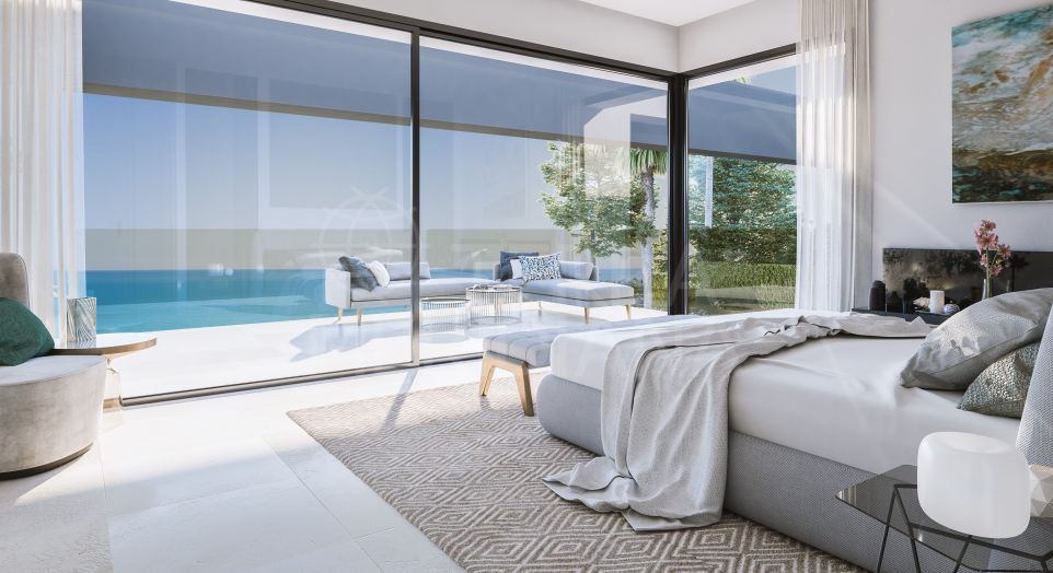 Brand new light-drenched contemporary villa with gorgeous views for sale in La Paloma, Manilva