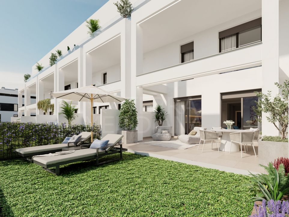 New ground floor duplex with private garden for sale in Symphony Suites, Cancelada, Estepona