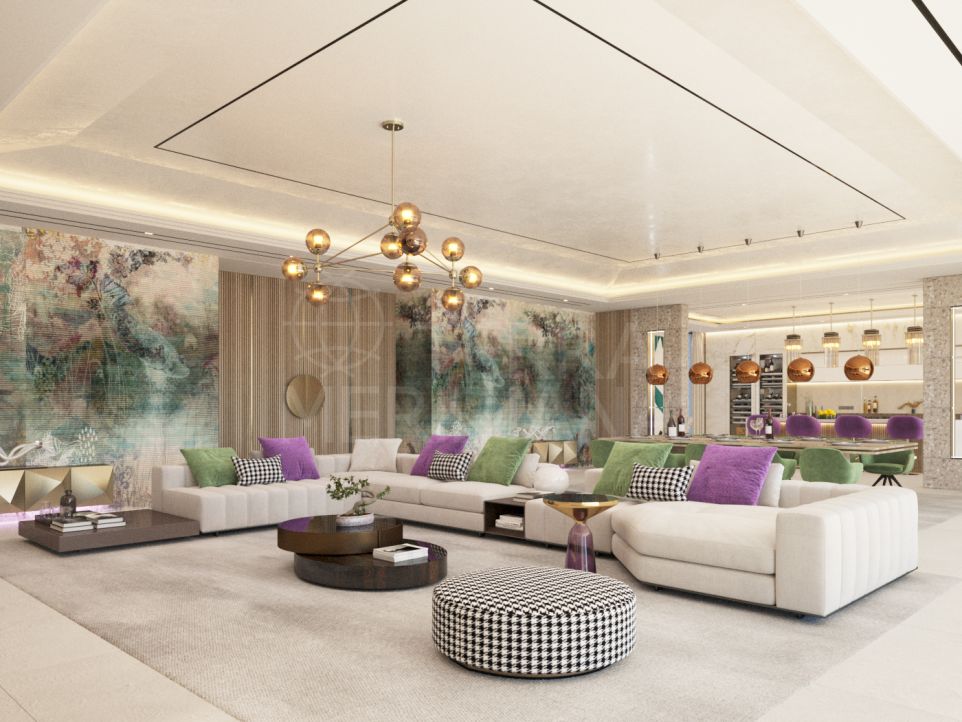 Elegantly envisioned frontline golf villa for sale in sought-after La Alqueria, Benahavis