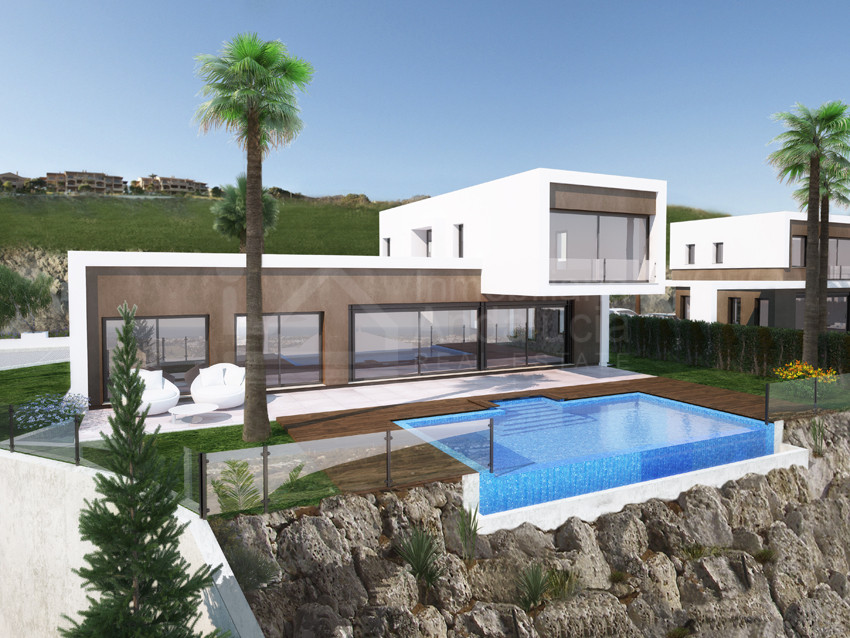 New contemporary 3 bed villa with incredible sea/golf views for sale in El Paraiso, Estepona