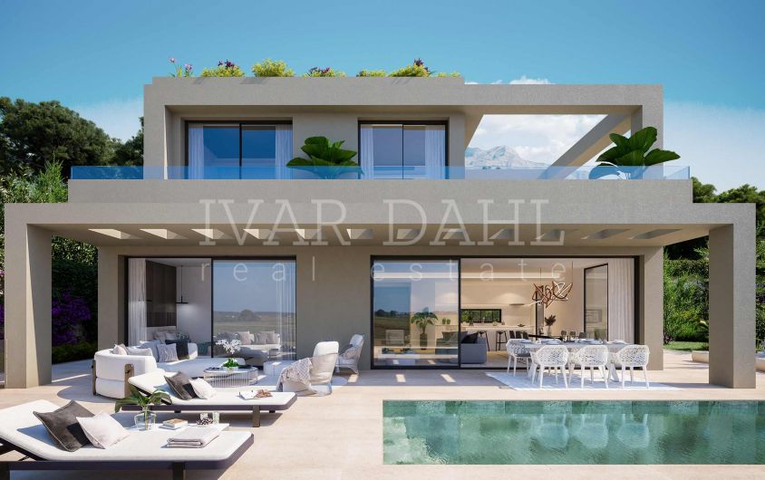 Villas nuevas y modernas con vistas al mar y golf en Benahavis, Malaga, Costa del Sol