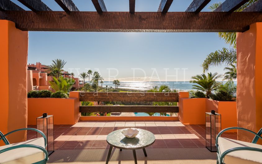 New First line beach apartment with open sea views in La Reserva de Los Monteros, Marbella