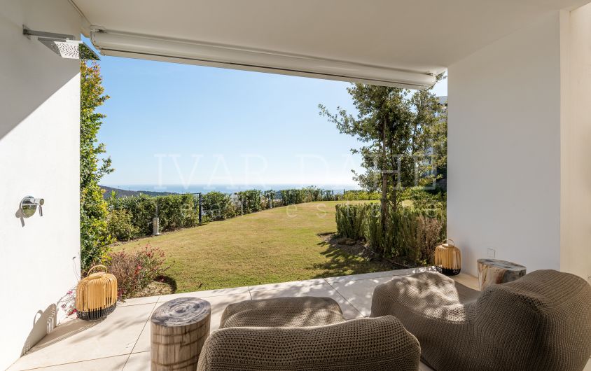 Large garden apartment with open sea views for sale in Palo Alto, Ojen, Marbella