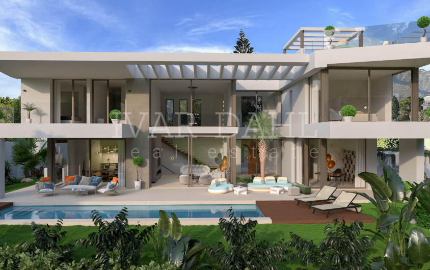 Villa moderna de lujo con vistas al mar en La Carolina, Milla de Oro de Marbella