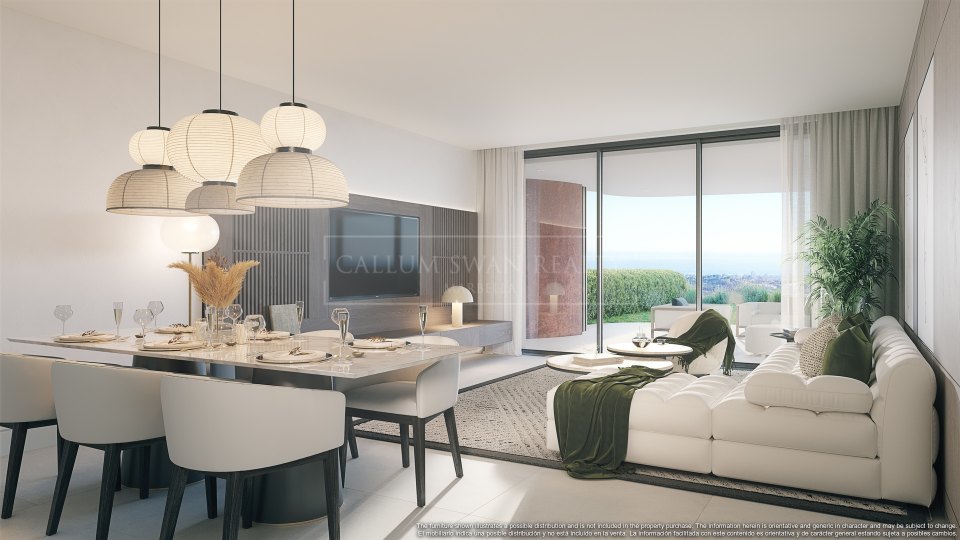 Benahavis, Apartamento con Jardín de Tres Dormitorios con Vistas al Mar en Real de La Quinta