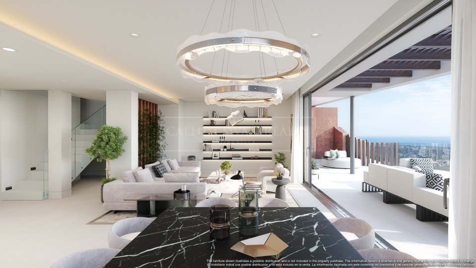 Benahavis, Apartamento con Jardín de Tres Dormitorios con Vistas al Mar en Real de La Quinta