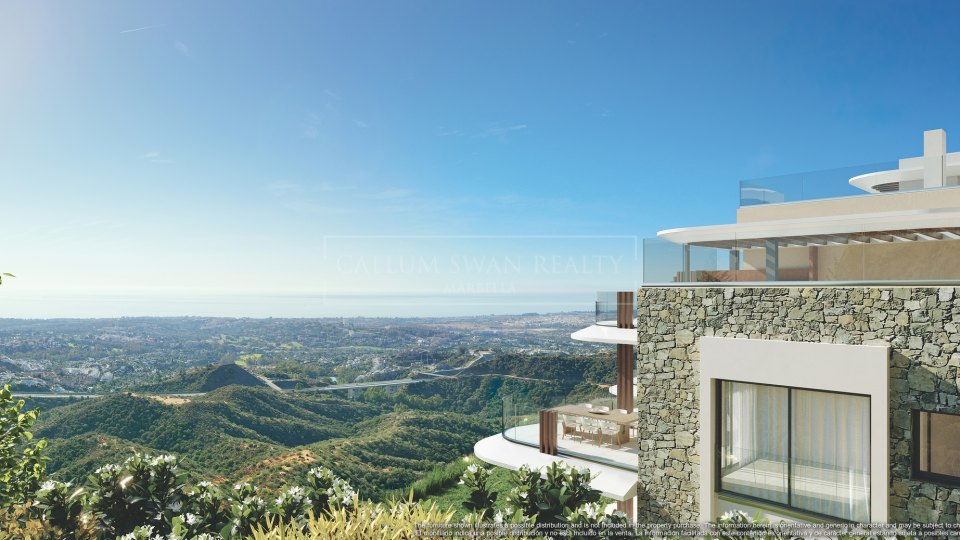 Benahavis, Apartamento con Jardín de Tres Dormitorios con Vistas al Mar en Real de La Quinta