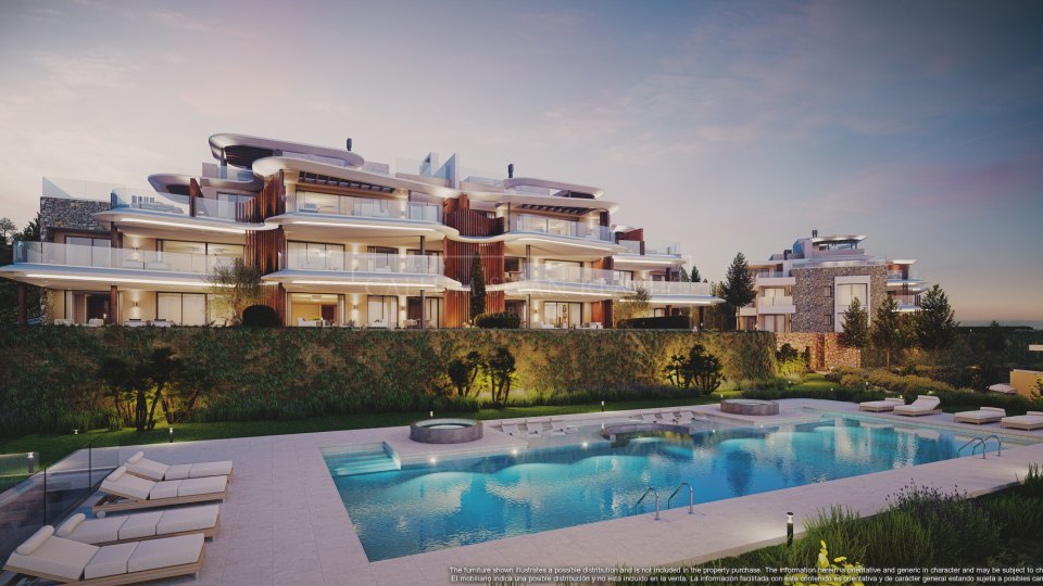 Benahavis, Apartamento con Jardín de Tres Dormitorios con Vistas al Mar en Real de La Quinta