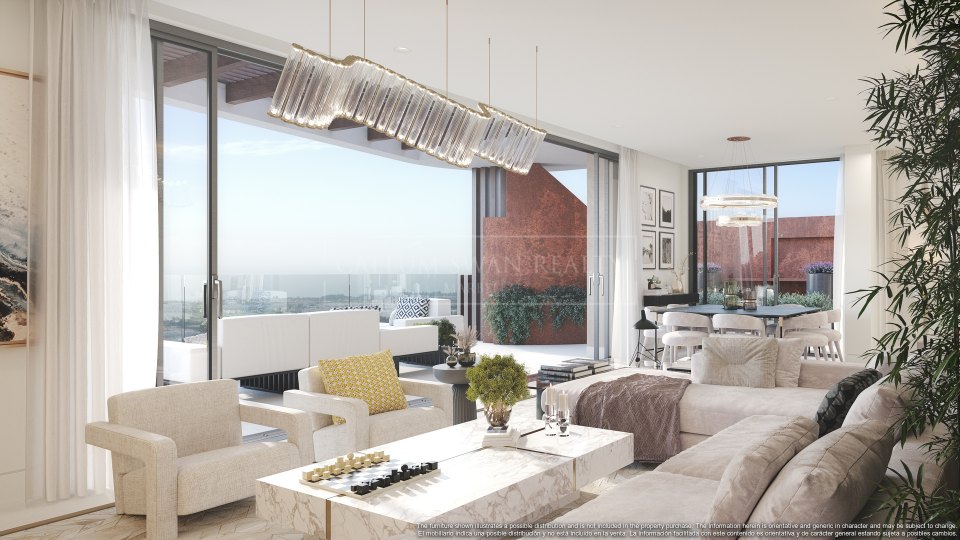 Benahavis, Apartamento con Jardín de Tres Dormitorios con Vistas al Mar en Real de La Quinta