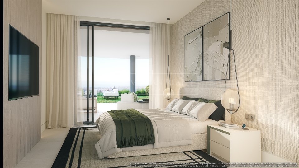 Benahavis, Apartamento con Jardín de Tres Dormitorios con Vistas al Mar en Real de La Quinta
