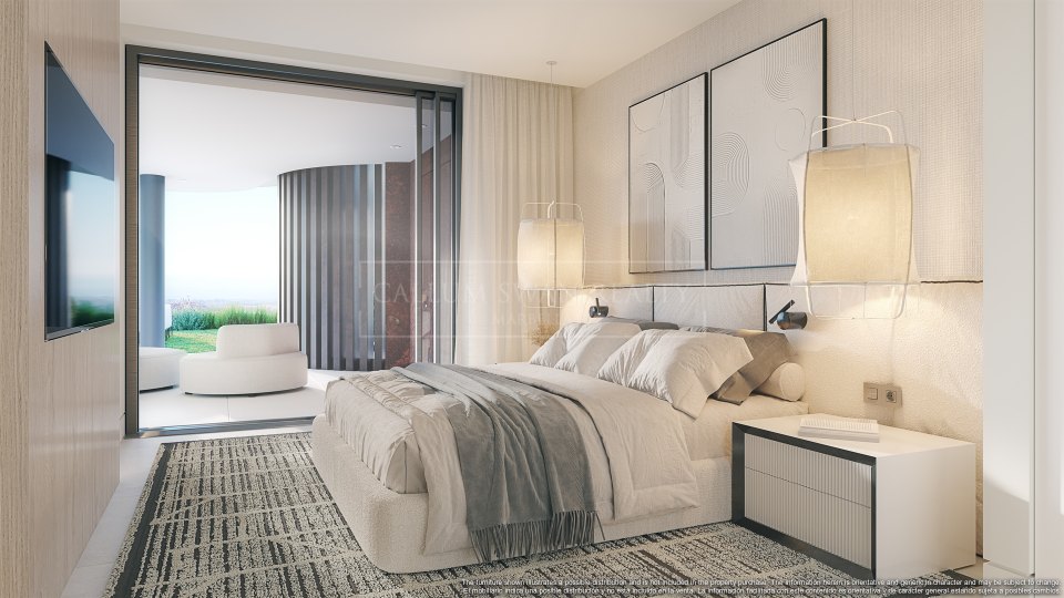 Benahavis, Apartamento con Jardín de Tres Dormitorios con Vistas al Mar en Real de La Quinta