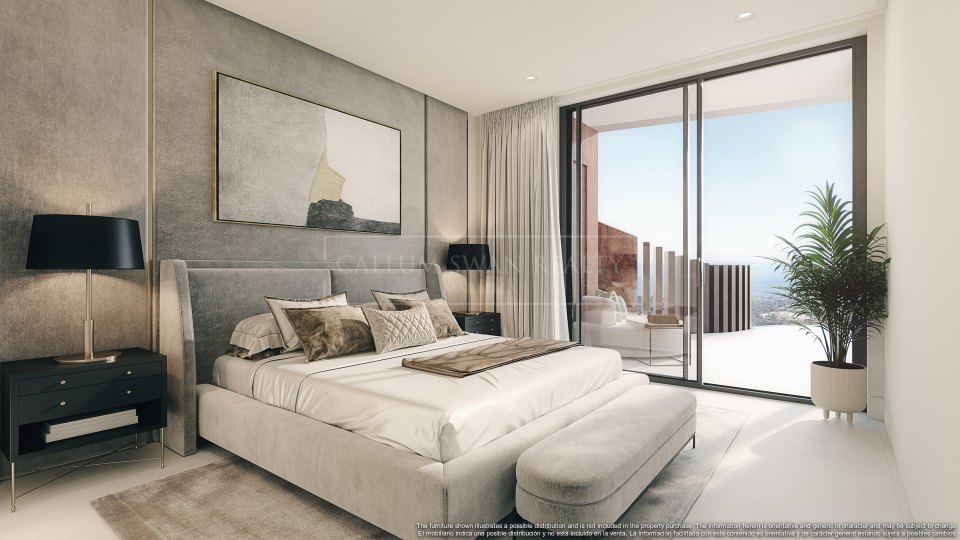 Benahavis, Apartamento con Jardín de Tres Dormitorios con Vistas al Mar en Real de La Quinta