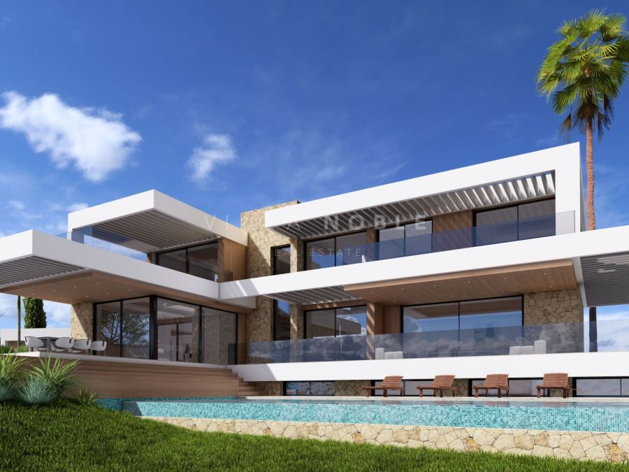 Contemporary Off Plan Villa with unparalleled views of the sea & golf course in Los Flamingos, Benahavis