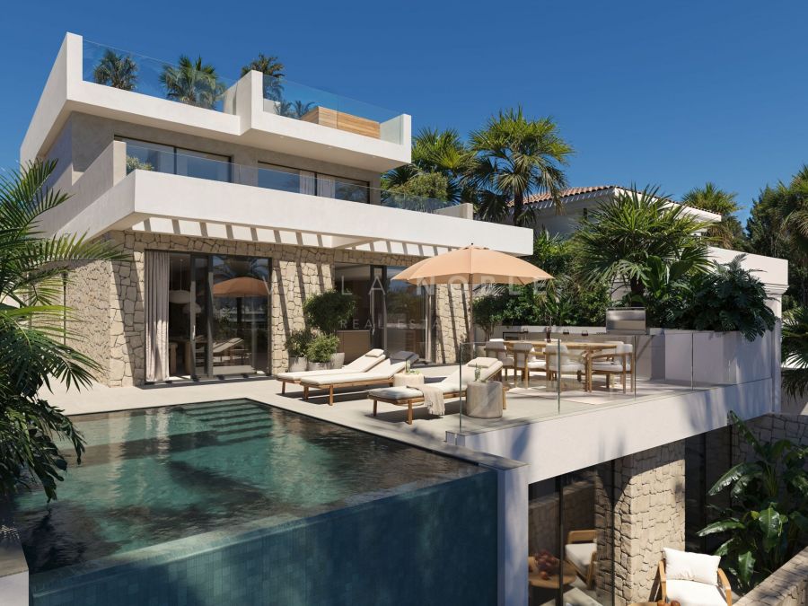 Designervilla mit Panoramablick auf das Meer in traumhafter Lage in Nueva Andalucía