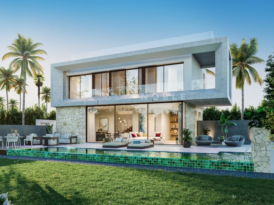 Luxuriöses zeitgenössisches Villenprojekt 200 Meter vom Strand entfernt an der Goldene Meile Marbella