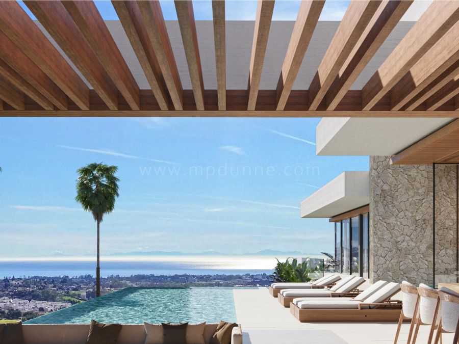 Villa contemporánea en construcción con vistas panorámicas