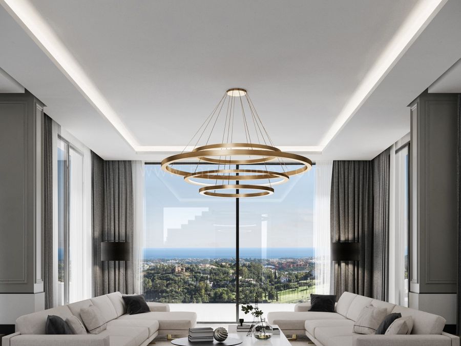 Villa de estilo andaluz en construcción con vistas panorámicas en Benahavis