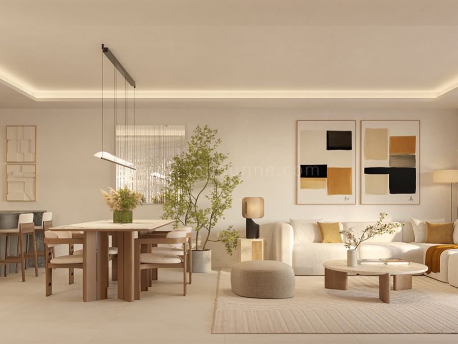 Drei-Zimmer-Wohnung mit Meerblick auf Gartenniveau in Benalmádena