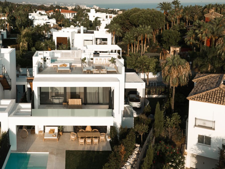 Beachside Villa with Sea and Mountain Views in the Golden Mile.