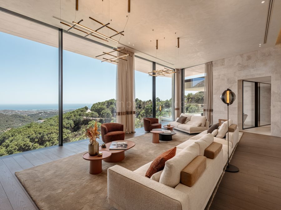 Moderne Öko-Villa mit Panoramablick auf das Meer in Monte Mayor, Benahavís