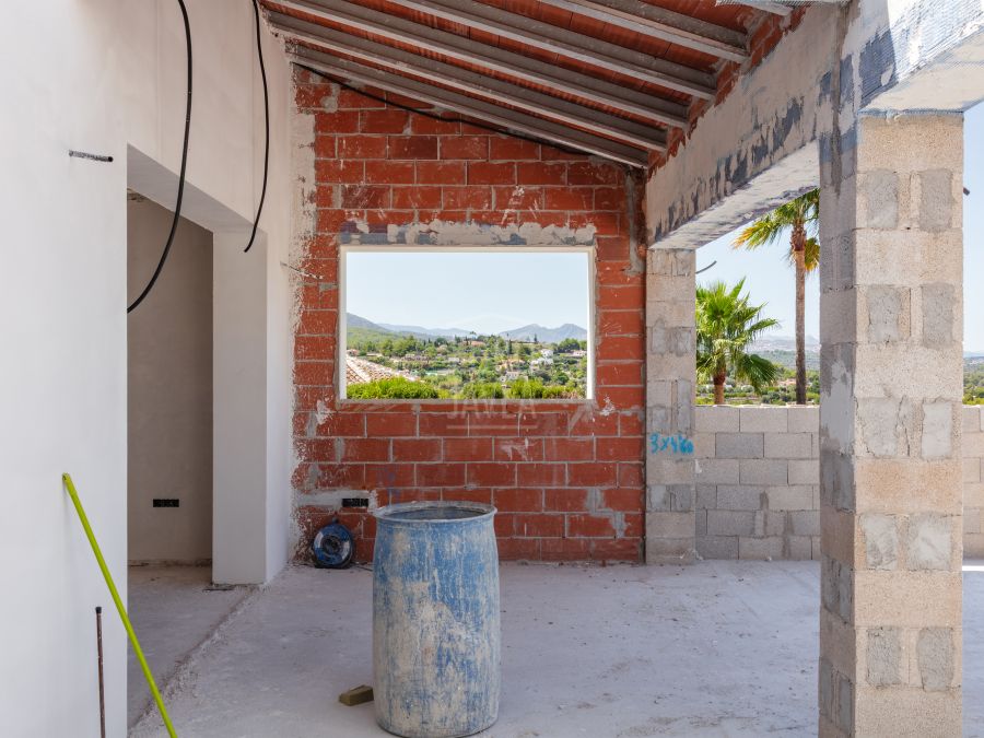 Villa Paros de plain-pied en construction avec vue dégagée sur le Montgó