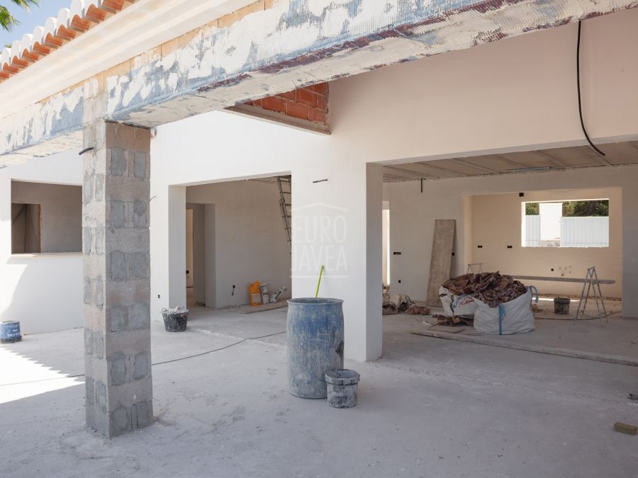 Villa Paros de plain-pied en construction avec vue dégagée sur le Montgó