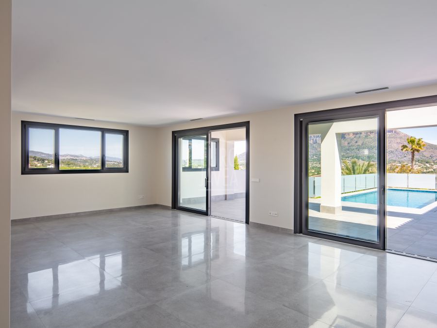 Villa Paros de plain-pied en construction avec vue dégagée sur le Montgó